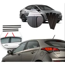 kit completo 8 adesivos Blackout para Hyundai HB20 / HB20s / HB20X 4 Colunas + 4 Aros Porta completa Preto Fosco Poroso