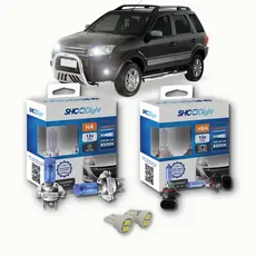 KIT lâmpadas Super brancas 8500K +LED T10 Ford EcoSport 2003/2012 H4 FAROL + HB4 milhas