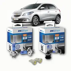 KIT lâmpadas Super brancas 8500K +LED T10 Chevrolet Onix 2012/2019 H4 FAROL + H27 milhas