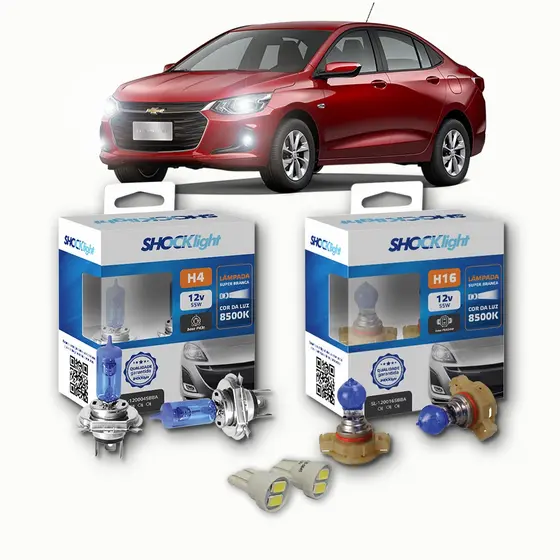 KIT lâmpadas Super brancas 8500K +LED T10 Chevrolet Onix plus LT LTZ 2021-2023 H4 FAROL + H16 milhas