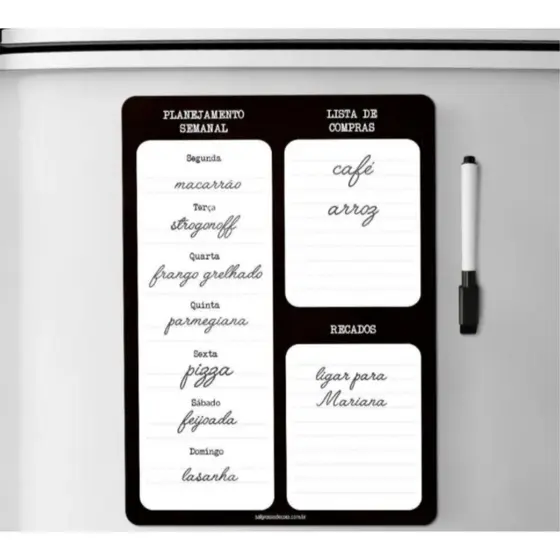 planner magnético De Geladeira Porta Recados Anotações Planner Com Caneta 29,5X20,1 cm