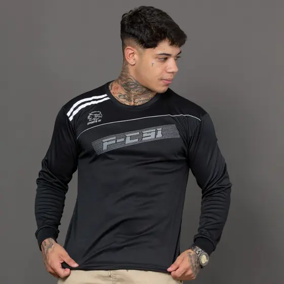 Camiseta Drifit Masculina Cross Fit Treino Academia Corrida Ciclismo Manga Longa Promoção