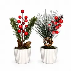 Kit 2 Enfeites De Natal Arranjos Natalinos Vasos Decoração