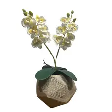Arranjo de Orquidea Decoração Sala com Vaso Esfera Tamanho P