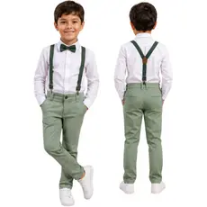 Roupa menino batizado conjunto completo camisa manga longa e manga curta calça skiny infantil suspensório gravata