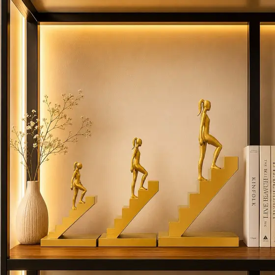 Kit com 2 e 3 Peças Escultura Abstrata Decorativa Escada do Progresso e Evolução