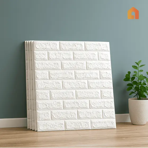 Placa 3D Tijolo 77x70 Branco Adesivo Autocolante Decoração Quarto Sala