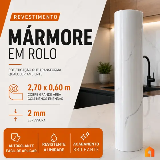 Placa Adesiva Mármore em Rolo Autocolante 3d Lavável Impermeável Revestimento Parede