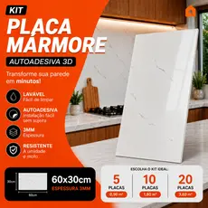 Kit 5-10-20 Placas Mármore Autocolante 3d Vinílico Adesivo 60x30 Revestimento Parede Decoração Lavável