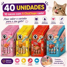 ChuChups Creamy 40 unidades Petisco Para Gatos 40 Sachê 15g cada