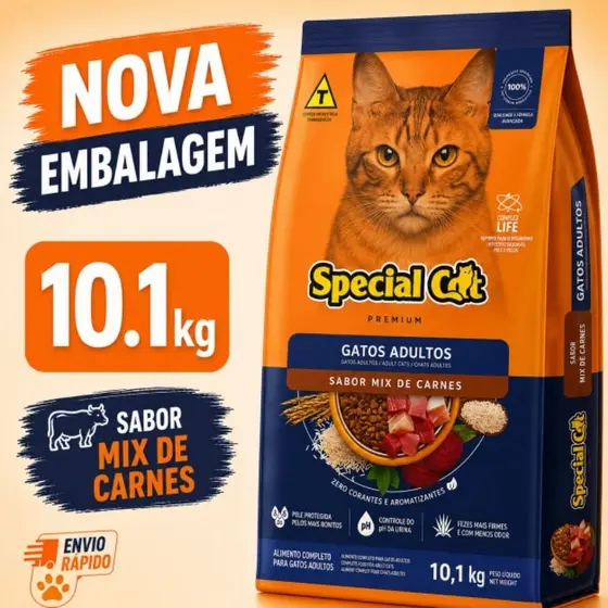 Ração Special Cat Mix Para Gatos Adultos 10,1kg Envio Rápido