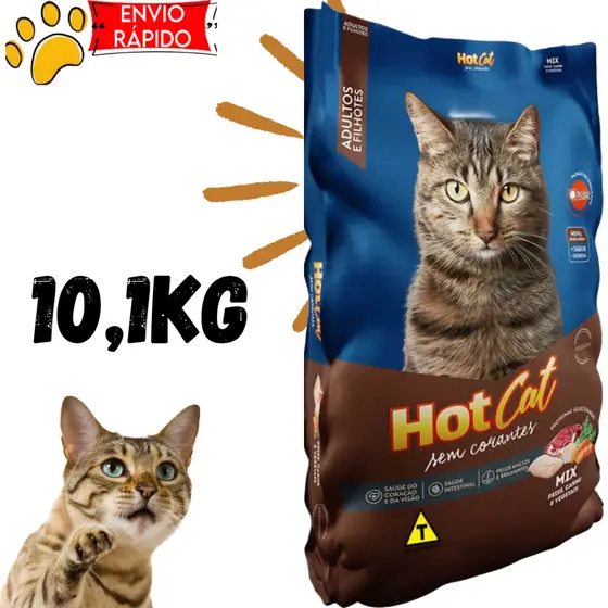 Ração para gatos adultos e filhotes Hot Cat Mix 10,1kg- Envio Rápido