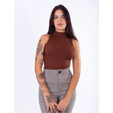 Blusa Regata Feminina Gola Alta Canelada