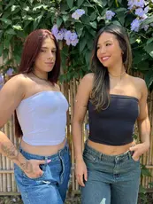 Kit 2  Tomara que Caia Cropeeds Tube Top Feminino  Blusa Faixa  Forro Duplo Sem Bojo Verão Blogueira