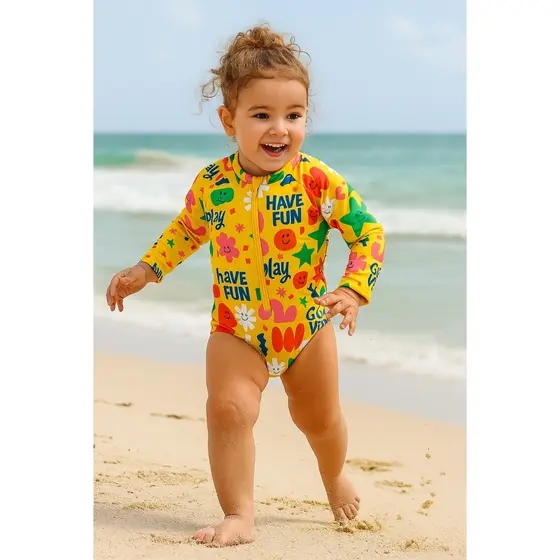 Maiô Infantil Com Zíper Proteção Solar UV50+