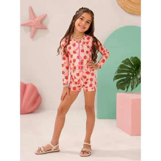Macaquinho Infantil Feminino UV50+ Para Praia e Piscina – Proteção Solar 2 a 10 Anos
