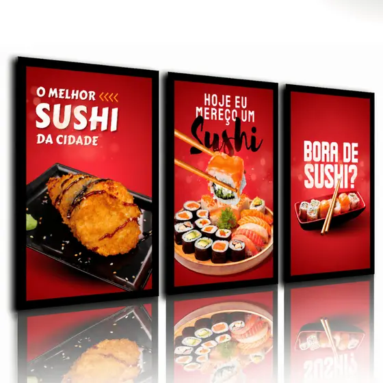 Quadros Decorativos Restaurante Sushi Temaki Comida Japonesa