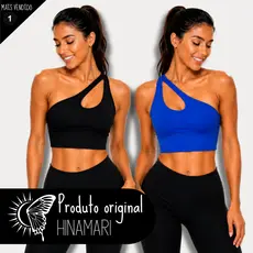 KIT 2 Top de Academia Top um Ombro Só com Bojo Removível Top Gota Fitness Suplex