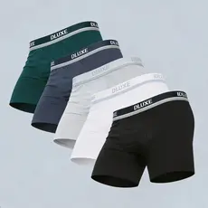 Kit 4 Cuecas Boxer Masculinas Algodão Adulto Confortável Macia Respirável D'Luxe Premium Atacado