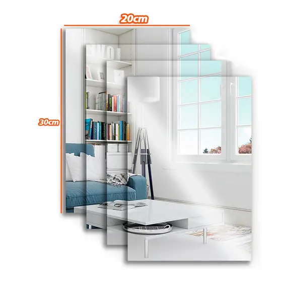 Kit 4x Espelho Placa 30x20cm Adesivo Boa Nitidez Retangular Decorativo Sala Banheiro Oferta   Kolling Sell