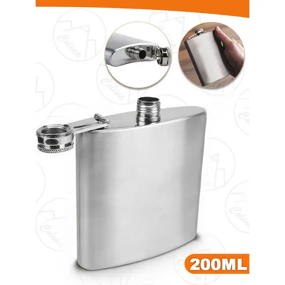 Cantil De Bolso Portátil Em Aço Inox 200ML Bebibas Água Whisky Vodka Kolling Sell