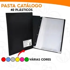 Pasta Catálogo A4/Oficio Acp Com 40 Plásticos Finos Para Folhas