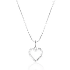 Colar prata 925 coração vazado 14mm x 20mm