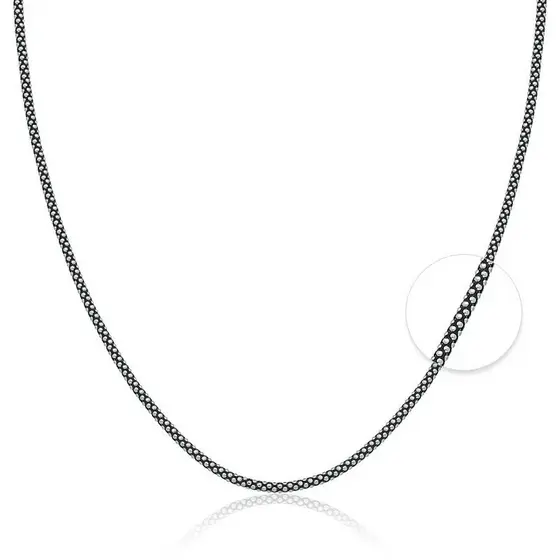 Corrente pipoca envelhecida bali prata 925 40cm