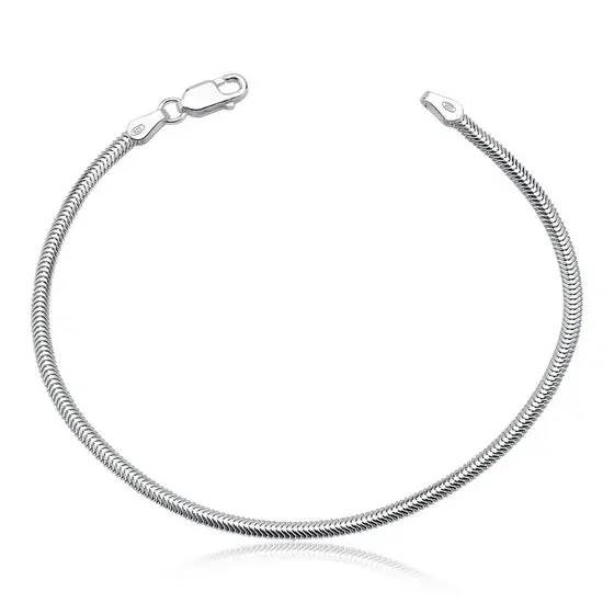 Pulseira Feminina de Prata 925 Rabo de Rato Lacraia 2mm