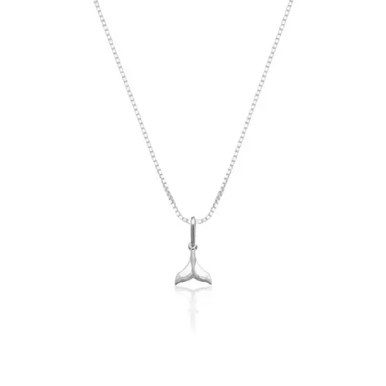 Colar pingente medalha rabo de baleia Prata 925 45cm