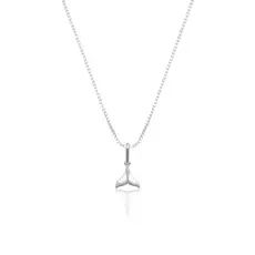 Colar pingente medalha rabo de baleia  Prata 925 45cm