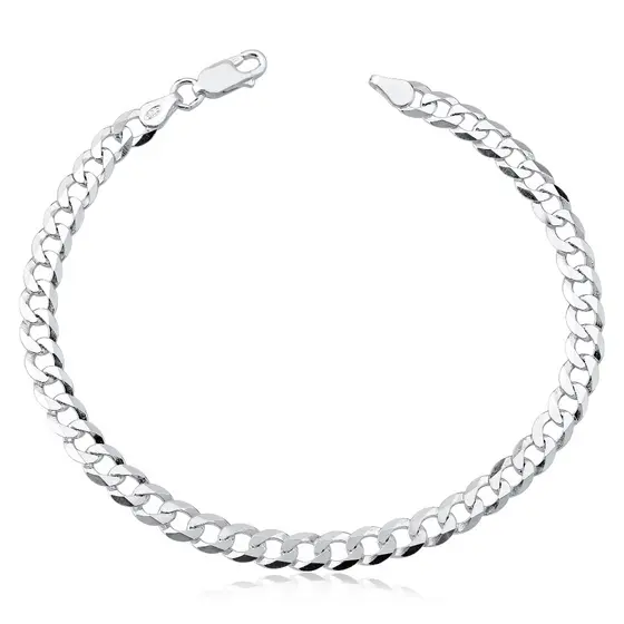 Pulseira Masculina Italiana Grumet Escama 5mm De Prata 925