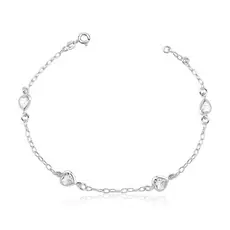 Pulseira Feminina de Prata 925 Coração com zircônias