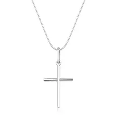 Colar prata 925 veneziana 70cm com pingente Cruz 1,8cm