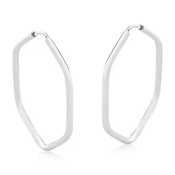 Argolas Hexagono Prata 925 12mm
