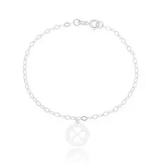 Pulseira de Prata 925 Feminina e Medalha de Trevo
