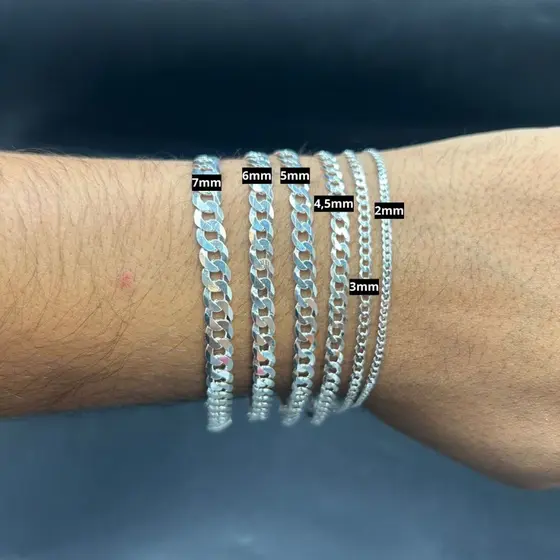 Pulseira Masculina de Prata 925 Grumet - Aqua Joias