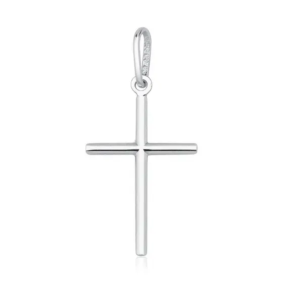 Pingente prata 925 cruz lisa 20mm x 8mm pequena