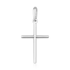 Pingente prata 925 cruz lisa 20mm x 8mm pequena
