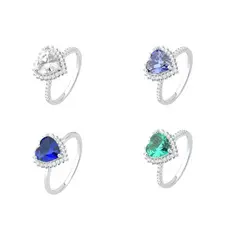 Anel Moissanite De Prata 925 Coração 8mm Solitário