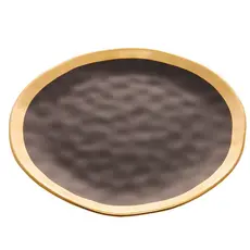 Prato Raso de Porcelana Preto e Dourado Dubai 25cm