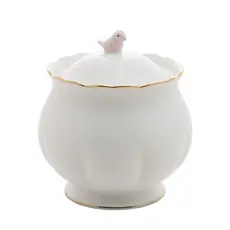Açucareiro de Porcelana Birds Pássaro Rosa 300ml