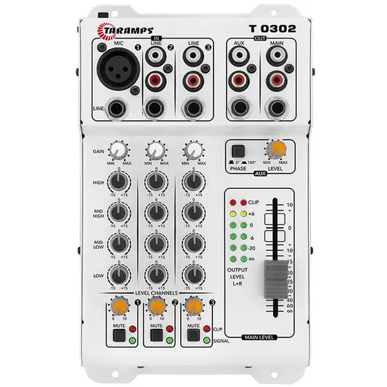 Mesa Som Taramps 3 Canais 2 Saídas 8 Conexões T 0302 Bivolt