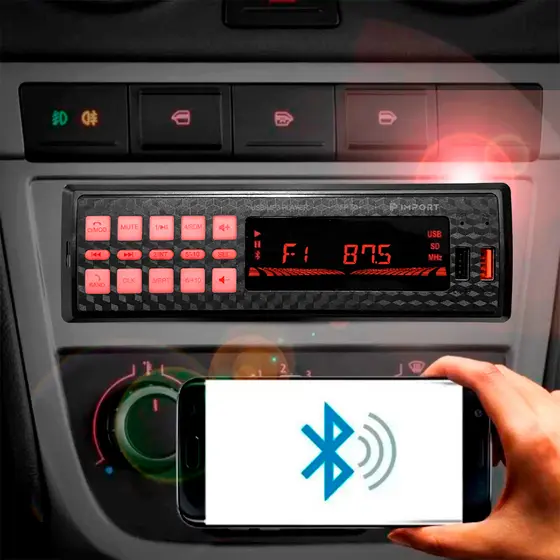 Rádio Bluetooth Automotivo Usb Sd Card Fm 4x25w 100w rms Som Rca Carro 4 Saidas RCA