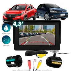 Tela Fixa Monitor Veicular 4.3 Rca + Câmera De Ré Borboleta ou Para Choque
