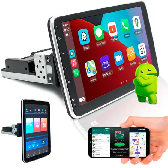 Multimidia Mp5 10 Polegadas Android 12 Gitarória 360 graus 2gb 32gb Gps Bluetooth Rádio - Carplay