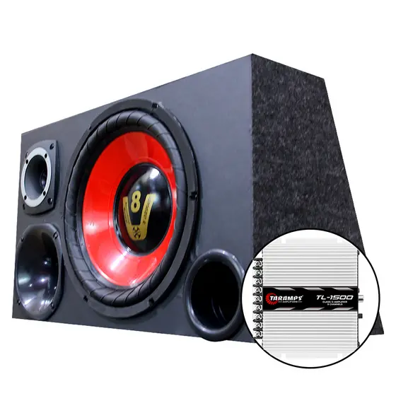 Caixa Trio Som Automotivo Completa Selada + Modulo Amplificador