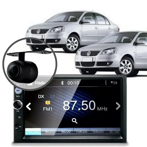 Central Multimídia Mp5 Polo Sedan 2006 Câmera Bluetooth Espelhamento
