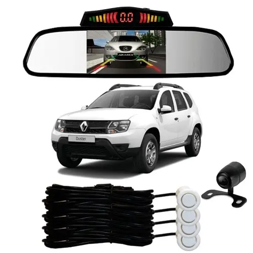 Sensor De Ré + Espelho Camera Ré Renault Duster Branca