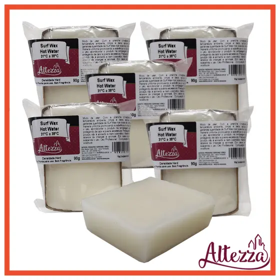 Parafina Surf Wax Hot Water Altezza Kit 5 Unidades Para Prancha de Surf - Alta Aderência - Cera Para Surfista